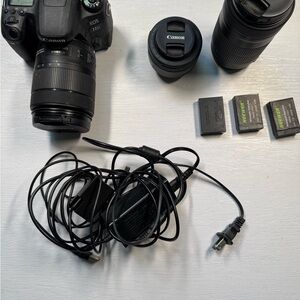 Canon EOS 77D Black Camera Set with Lenses